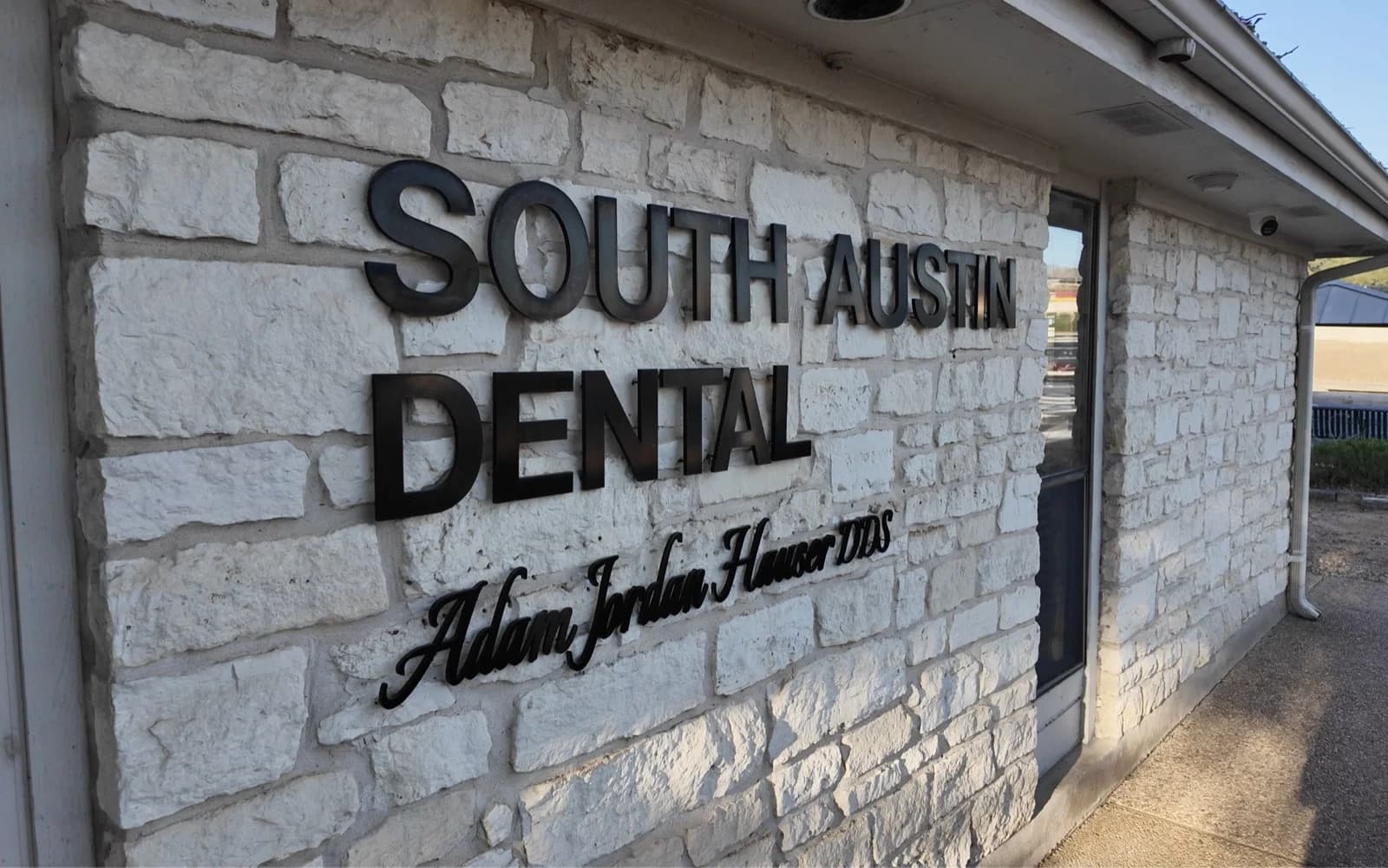 South Austin Dental office exterior with practice sign